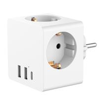 Accezz PowerCube 6-in-1 1x USB-C+2x USB-A+3x stopcontact 4000W Oplader Wit - thumbnail