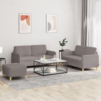 3-delige Loungeset met kussens stof taupe