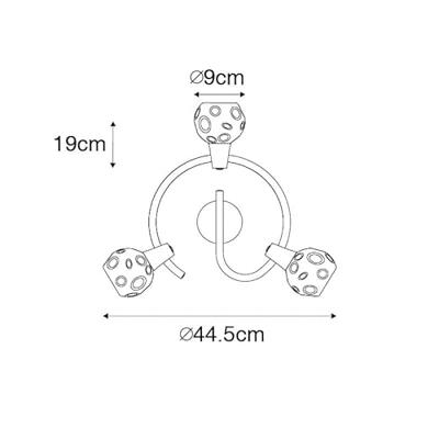 QAZQA Plafondlamp zwart 44,5 cm met smoke glas 3-lichts - Vidro QAZQA Plafondlamp zwart 44,5 cm met smoke glas 3-lichts - Vidro