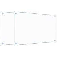 VidaXL Spatschermen keuken 2 st 80x50 cm gehard glas transparant - thumbnail