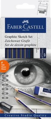 Potloden met 6 hardheden incl. puntenslijper en gum Faber-Castell