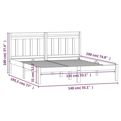 Bedframe massief hout 135x190 cm - thumbnail