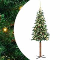 VidaXL Slanke kerstboom groen 150 cm pvc en massief dennenhout - thumbnail
