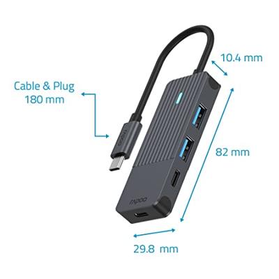 Rapoo USB-C Hub, USB-C naar USB-A en USB-C