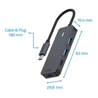 Rapoo USB-C Hub, USB-C naar USB-A en USB-C, grijs USB Hub Grijs - thumbnail