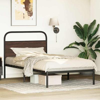 Bedframe zonder matras bewerkt hout bruin eikenkleur 107x203 cm - thumbnail