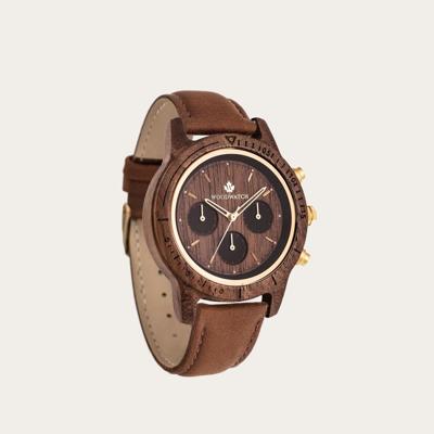 Houten Horloge Walnut Gold Pecan