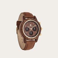 Houten Horloge Walnut Gold Pecan - thumbnail
