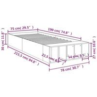 Bedframe bewerkt hout betongrijs 75x190 cm - thumbnail