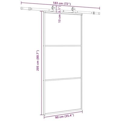 Schuifdeur met beslagset 90x205 cm ESG glas zwart