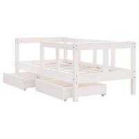 Kinderbedframe met lades 70x140 cm massief grenenhout wit - thumbnail
