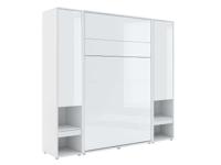 Opklapbed CONCEPTION PRO 120x200 cm wit/hoogglans wit (verticaal) met kasten - thumbnail