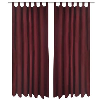 VidaXL Micro-satijnen gordijnen met ringen 140 x 245 cm 2 stuks (wijnrood)