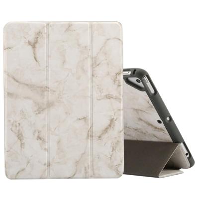 Marmeren textuur patroon horizontale flip case voor iPad 9 7 (2018) met drie-opvouwbare houder & Pensleuven (grijs)