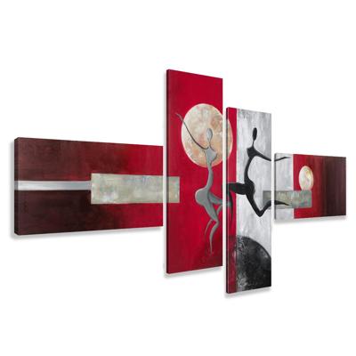 Schilderij - Dans in het heelal, abstract, 4luik, 195x80cm, wanddecoratie