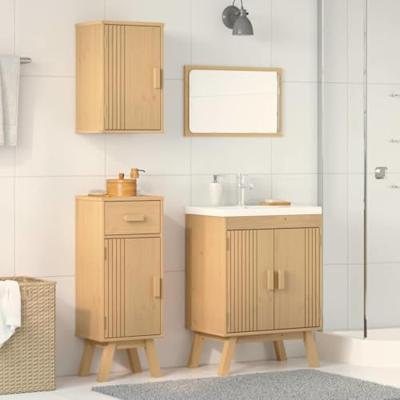 Badkamermeubelset met lade 3 pcs Bruin Massief grenenhout
