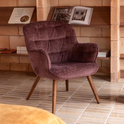 Dutchbone Fauteuil 'Lenn' Velvet, kleur Plum