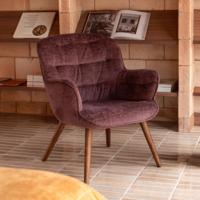 Dutchbone Fauteuil 'Lenn' Velvet, kleur Plum - thumbnail