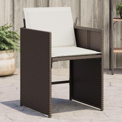 Tuinstoelen 4 st met kussens poly rattan bruin Tuinstoelen 4 st met kussens poly rattan bruin