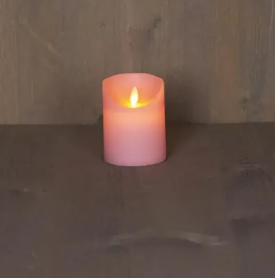 Anna&apos;s Collection LED kaars flame effect rustiek 7.5x10cm lichtroze 1 stuks