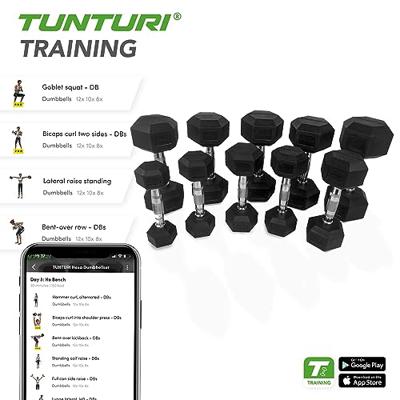 Tunturi Rubber Dumbbell Set | Dumbellset | 1-10 kg (10 sets - 1 t/m 10 kg)