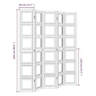 Kamerscherm met 5 panelen massief paulowniahout wit