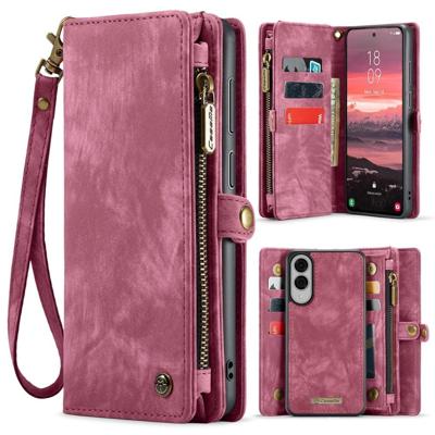 Caseme Samsung Galaxy S25 Edge hoes - Vintage 2 in 1 portemonnee - Rood Caseme Samsung Galaxy S25 Edge hoes - Vintage 2 in 1 portemonnee - Rood