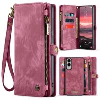 Caseme Samsung Galaxy S25 Edge hoes - Vintage 2 in 1 portemonnee - Rood - thumbnail