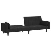 Slaapbank 2-zits met 2 kussens fluweel zwart - thumbnail
