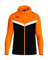 JAKO 6824 Jas Met Kap Iconic - Zwart/Fluo Oranje - S - thumbnail
