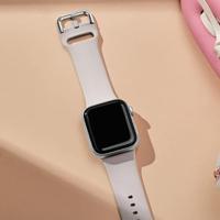 Soft siliconen bandje met gespsluiting - Sterrenlicht / starlight - Geschikt voor Apple Watch 38mm / 40mm / 41mm / 42mm - thumbnail