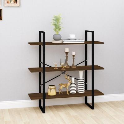 Boekenkast 100x30x105 cm bewerkt hout bruin eikenkleur