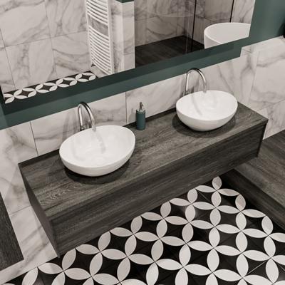 Mondiaz Lush Barco badmeubel eiken Dark brown 150 cm 1 lade mdf 2 waskommen beide zijden 2 kraangaten Mondiaz Lush Barco badmeubel eiken Dark brown 150 cm 1 lade mdf 2 waskommen beide zijden 2 kraangaten