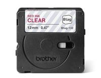Brother BTAG-132 labelprinter-tape Rood op transparant - thumbnail