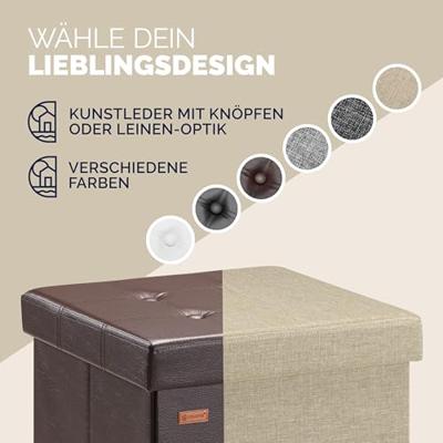 Opvouwbare poef met opslag bruin Opvouwbare poef met opslag bruin