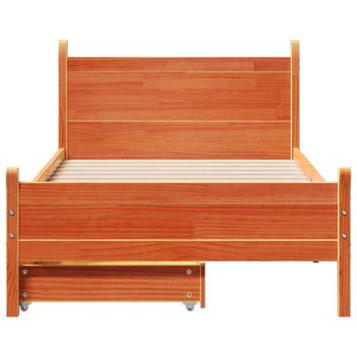 Bedframe zonder matras massief grenenhout wasbruin 120x200 cm