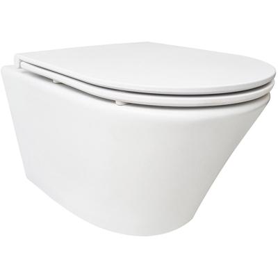 Wiesbaden Vesta Wandcloset Rimless met Flatline Toiletzitting - Softclose en Quick Release - Mat Wit