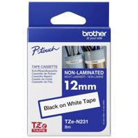 Brother TZe-N231 Labeltape ongelamineerd Kunststof Tapekleur: Wit Tekstkleur: Zwart 12 mm 8 m - thumbnail