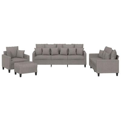 4-delige Loungeset met kussens stof taupe