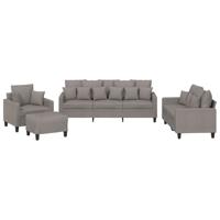 4-delige Loungeset met kussens stof taupe - thumbnail