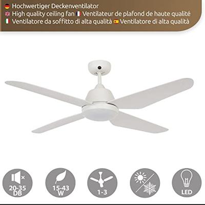Beacon Plafondventilator met lampAria Led Ø 122cm wit IP55 - 212994