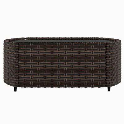 4-delige Loungeset met kussens poly rattan bruin