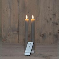 B.O. 2Pcs 3D Wick Taupe Ribbel Taper Candle kaars 23 cm Rustic Wax Anna's Collection - Annas collection - thumbnail