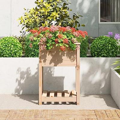 VidaXL Plantenbak met schap 54x54x81 cm massief grenenhout