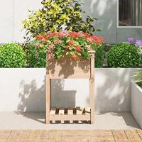 VidaXL Plantenbak met schap 54x54x81 cm massief grenenhout - thumbnail