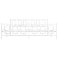 Bedframe met hoofd- en voeteneinde metaal wit 193x203 cm - thumbnail