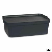 Opbergbak met Deksel Antraciet Plastic 14 L 29,5 x 14,3 x 45 cm (12 Stuks) - thumbnail
