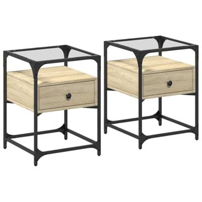 Nachtkastjes 2 st 40x40x55 cm bewerkt hout sonoma eikenkleurig