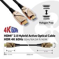 club3D HDMI Aansluitkabel HDMI-A stekker, HDMI-A stekker 50.00 m Zwart CAC-1391 Halogeenvrij, High Speed HDMI met ethernet, Vlambestendig HDMI-kabel - thumbnail