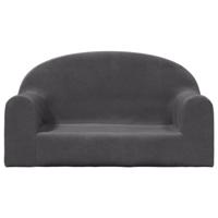 Kinderbank 2-zits zacht pluche antracietkleurig - thumbnail